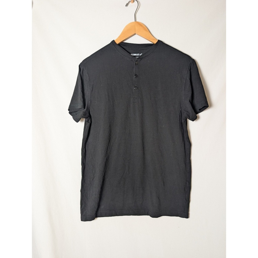 William Rast Black 3 Button Short Sleeve Shirt Sz M Casual Neutral